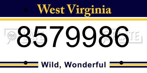 8579986 West Virginia License Plate