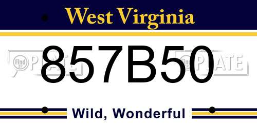 857B50 West Virginia License Plate