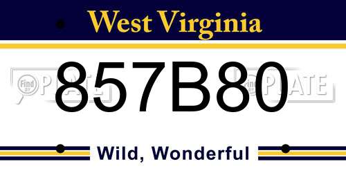 857B80 West Virginia License Plate