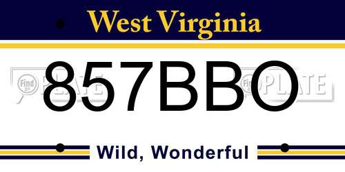 857BBO West Virginia License Plate