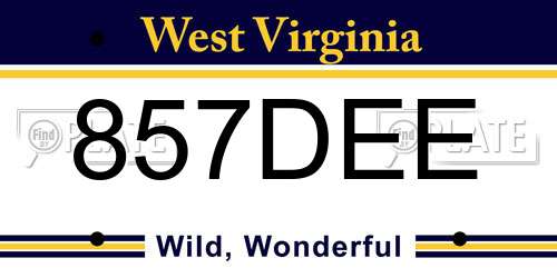 857DEE West Virginia License Plate