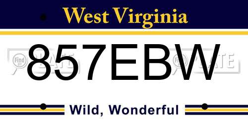 857EBW West Virginia License Plate
