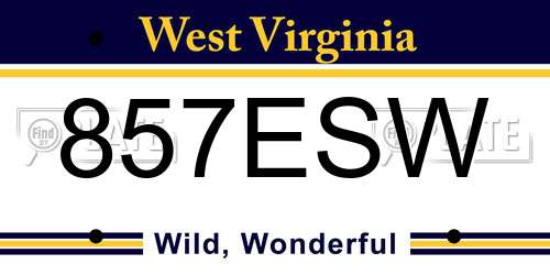 857ESW West Virginia License Plate