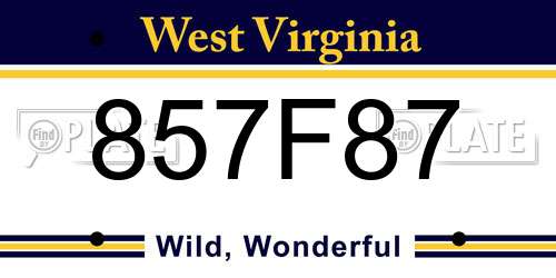 857F87 West Virginia License Plate