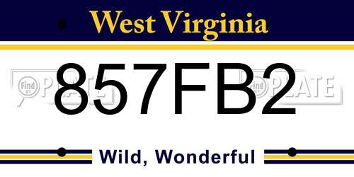857FB2 West Virginia License Plate