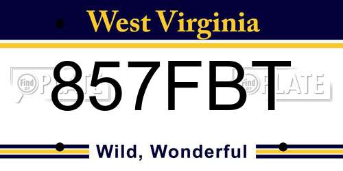 857FBT West Virginia License Plate