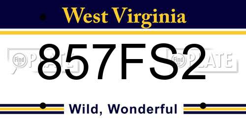 857FS2 West Virginia License Plate