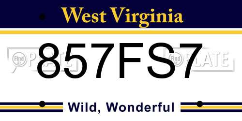 857FS7 West Virginia License Plate