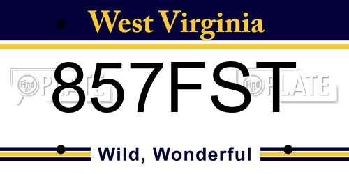 857FST West Virginia License Plate