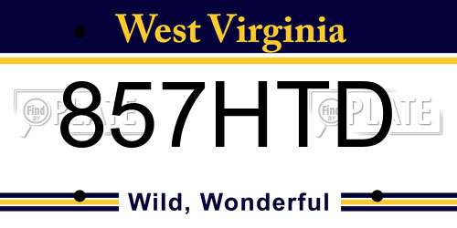 857HTD West Virginia License Plate