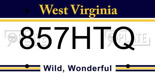 857HTQ West Virginia License Plate
