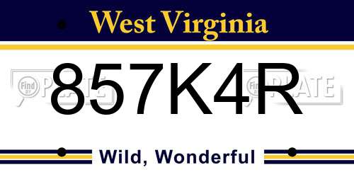 857K4R West Virginia License Plate