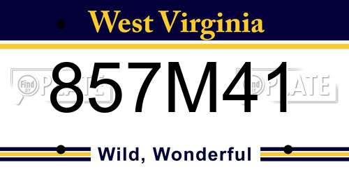 857M41 West Virginia License Plate