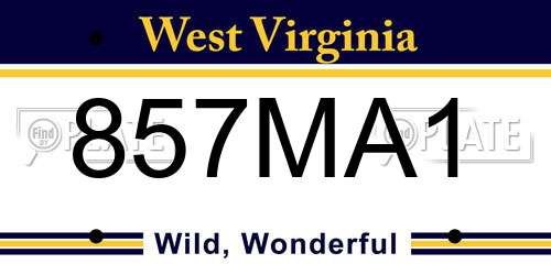 857MA1 West Virginia License Plate