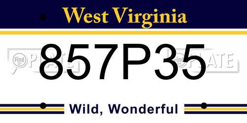 857P35 West Virginia License Plate