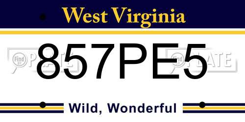 857PE5 West Virginia License Plate