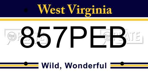 857PEB West Virginia License Plate