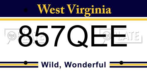 857QEE West Virginia License Plate