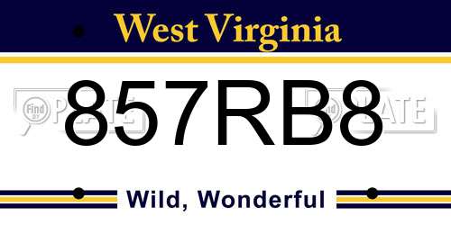 857RB8 West Virginia License Plate