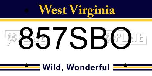 857SBO West Virginia License Plate