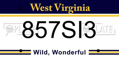 857SI3 West Virginia License Plate