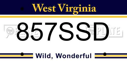 857SSD West Virginia License Plate