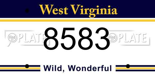 8583 West Virginia License Plate