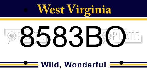 8583BO West Virginia License Plate