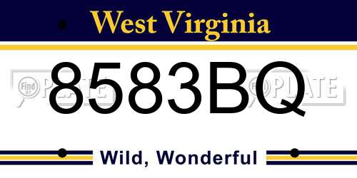 8583BQ West Virginia License Plate