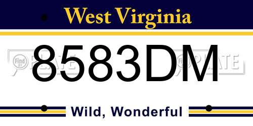 8583DM West Virginia License Plate