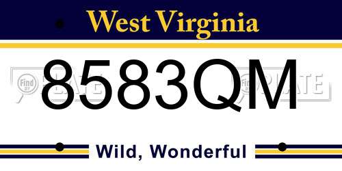 8583QM West Virginia License Plate