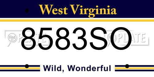 8583SO West Virginia License Plate