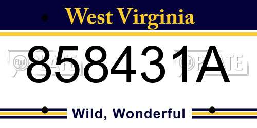 858431A West Virginia License Plate