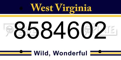 8584602 West Virginia License Plate