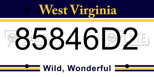 85846D2 West Virginia License Plate