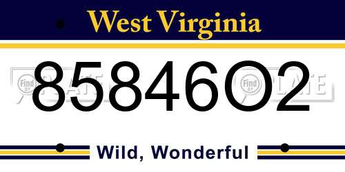 85846O2 West Virginia License Plate