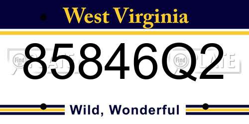 85846Q2 West Virginia License Plate