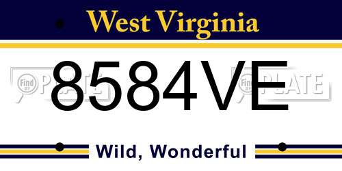 8584VE West Virginia License Plate