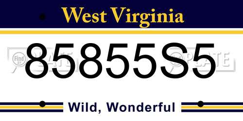 85855S5 West Virginia License Plate