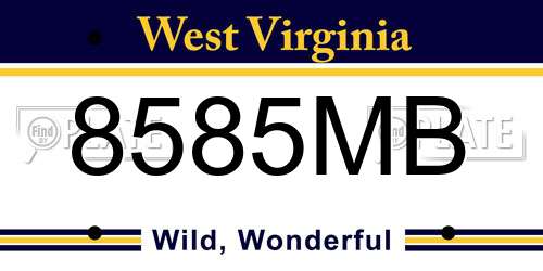 8585MB West Virginia License Plate