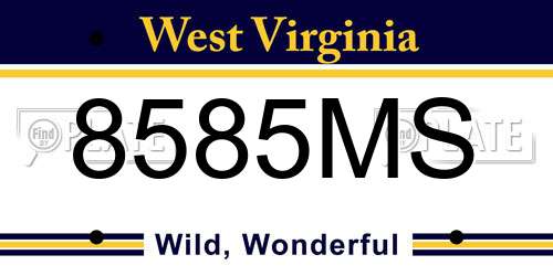 8585MS West Virginia License Plate