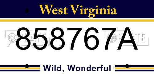 858767A West Virginia License Plate