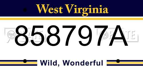 858797A West Virginia License Plate