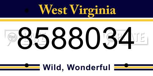 8588034 West Virginia License Plate