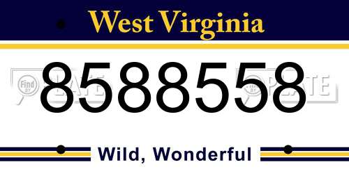 8588558 West Virginia License Plate