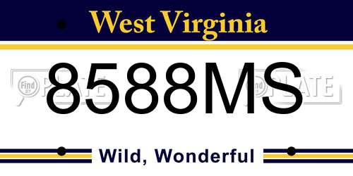 8588MS West Virginia License Plate