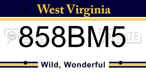 858BM5 West Virginia License Plate