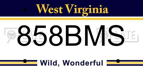858BMS West Virginia License Plate