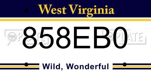 858EB0 West Virginia License Plate