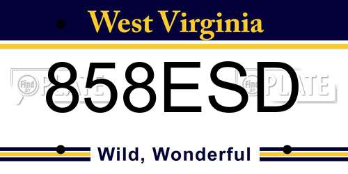 858ESD West Virginia License Plate